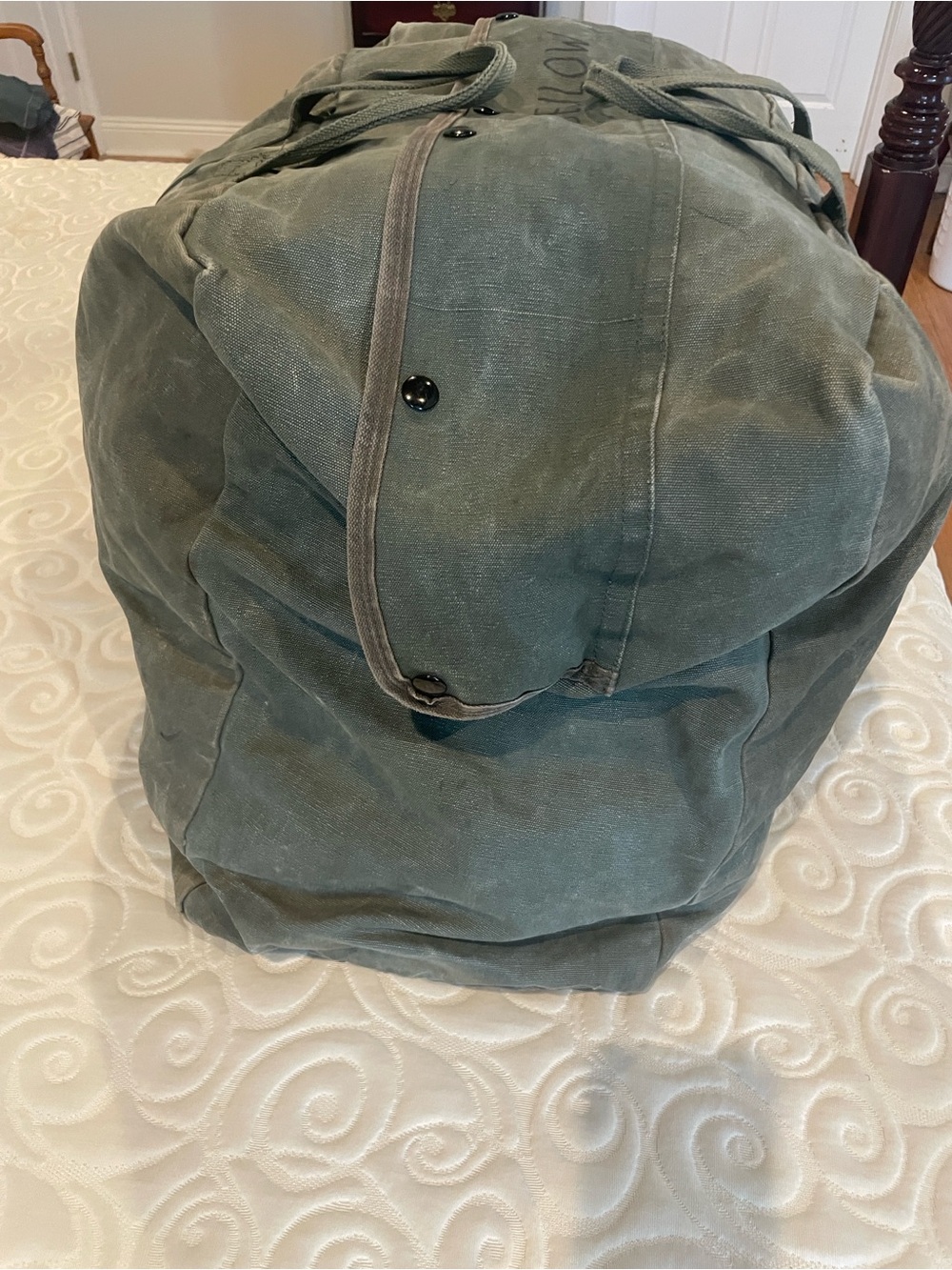 Vintage flyers kit mobility bag US military pilot Canvas Duffle Bag Olive Green - Picture 6 of 12